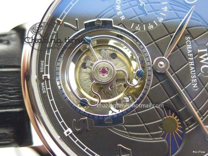 MIROTIME 0807 Portuguese Tourbillon Power Reserve Moonphase SS Black Dial On Black Leather Strap TechFriendly 7321